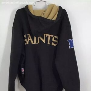 NFL New Orleans Saints Full Zip Black Fleece Linced Jacket Size Medium NWT